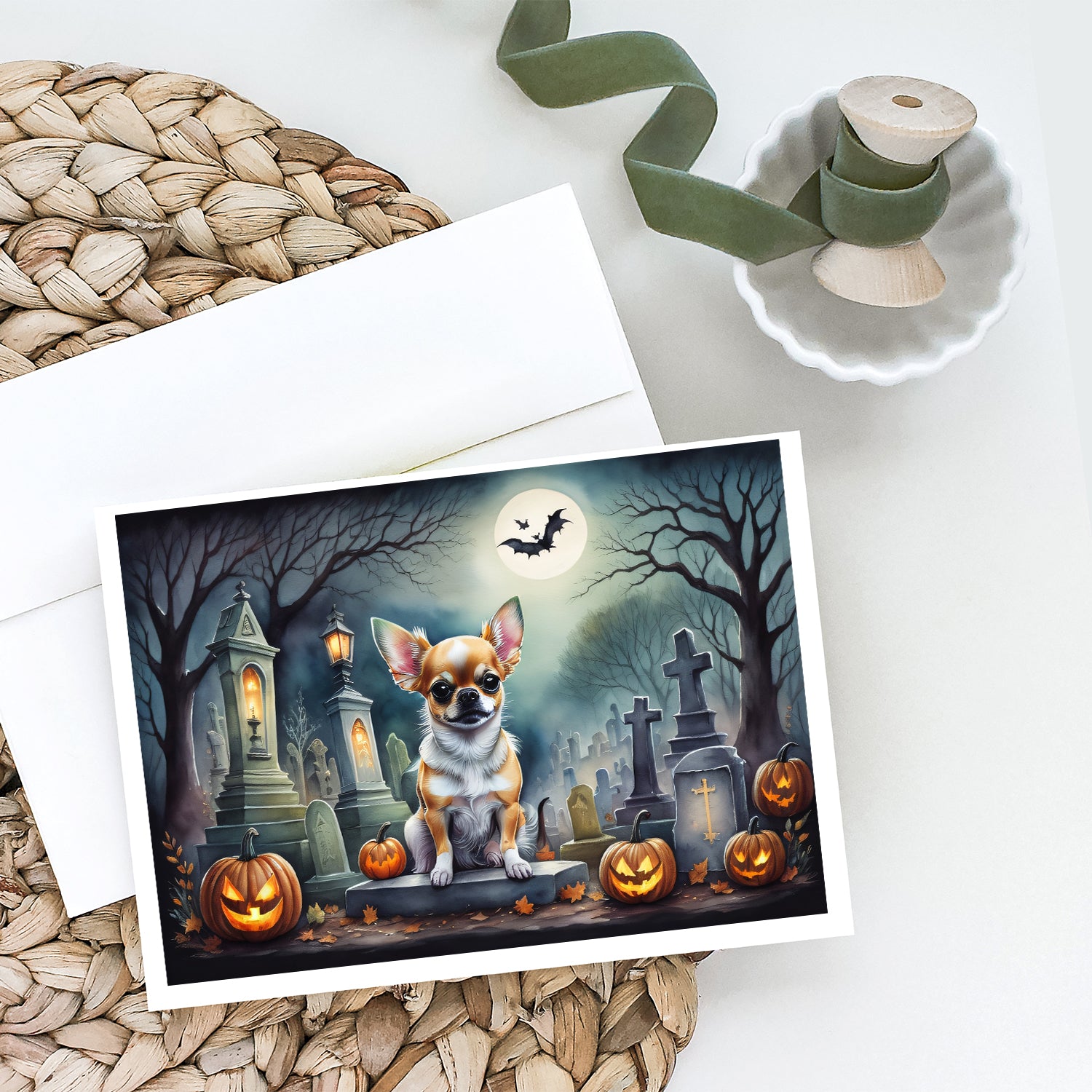 Buy this Chihuahua Spooky Halloween Greeting Cards and Envelopes Pack of 8