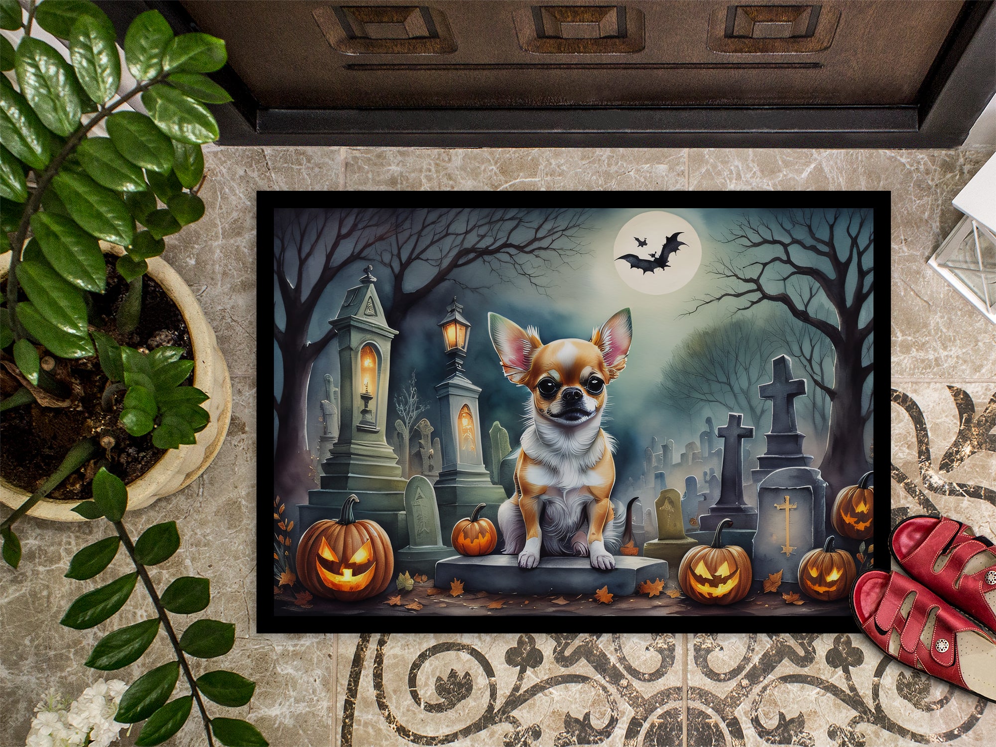 Chihuahua Spooky Halloween Indoor or Outdoor Mat 24x36  the-store.com.