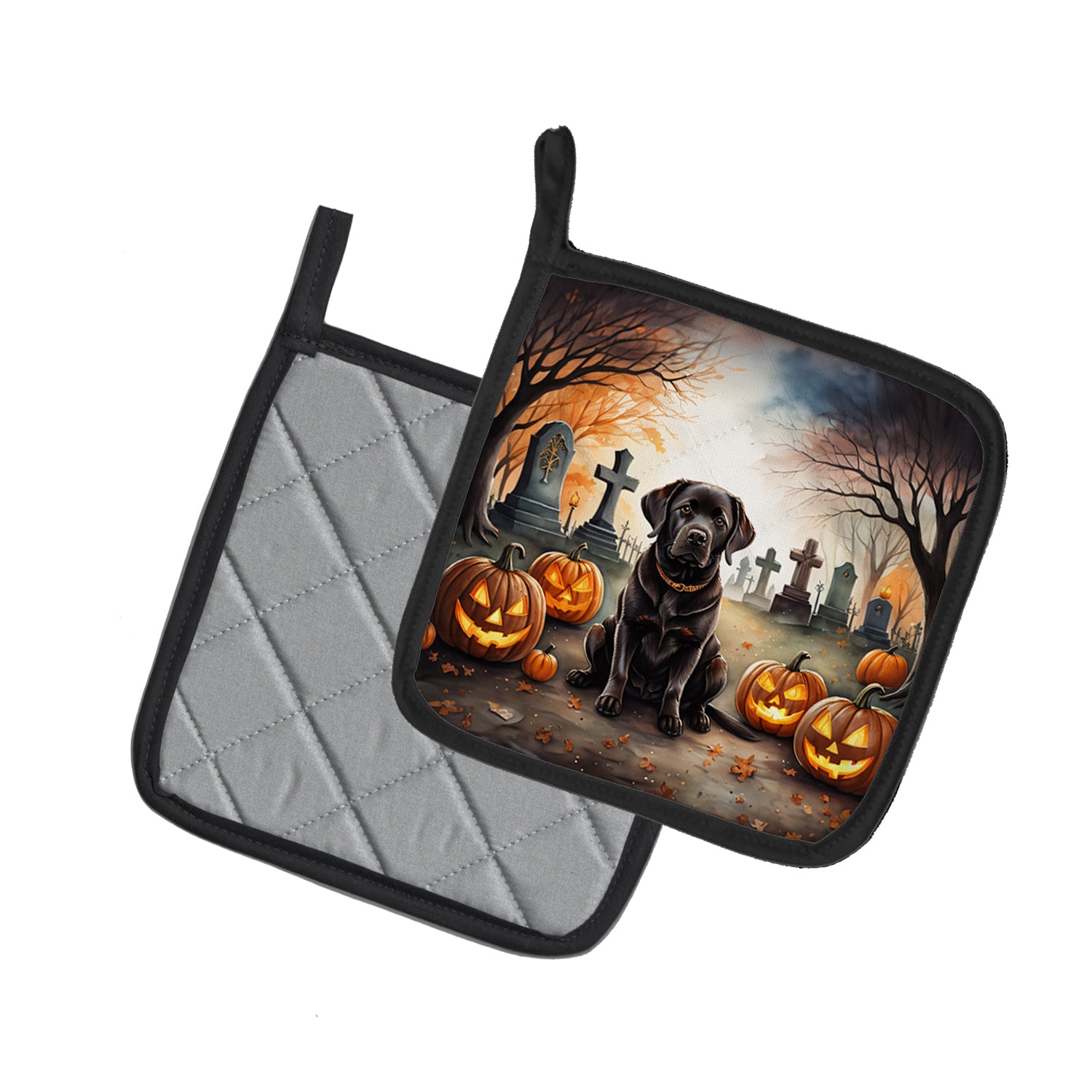 Buy this Chocolate Labrador Retriever Spooky Halloween Pair of Pot Holders