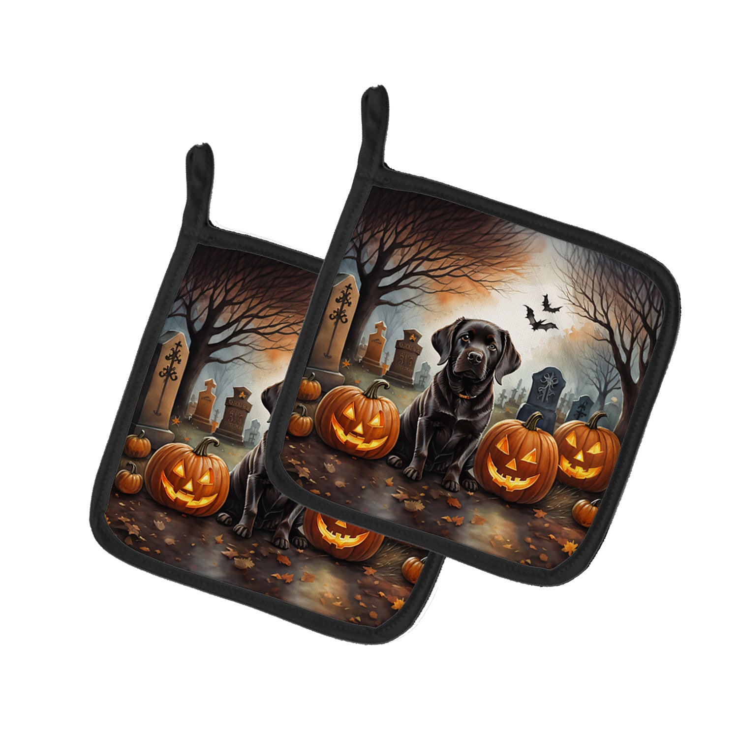 Buy this Chocolate Labrador Retriever Spooky Halloween Pair of Pot Holders