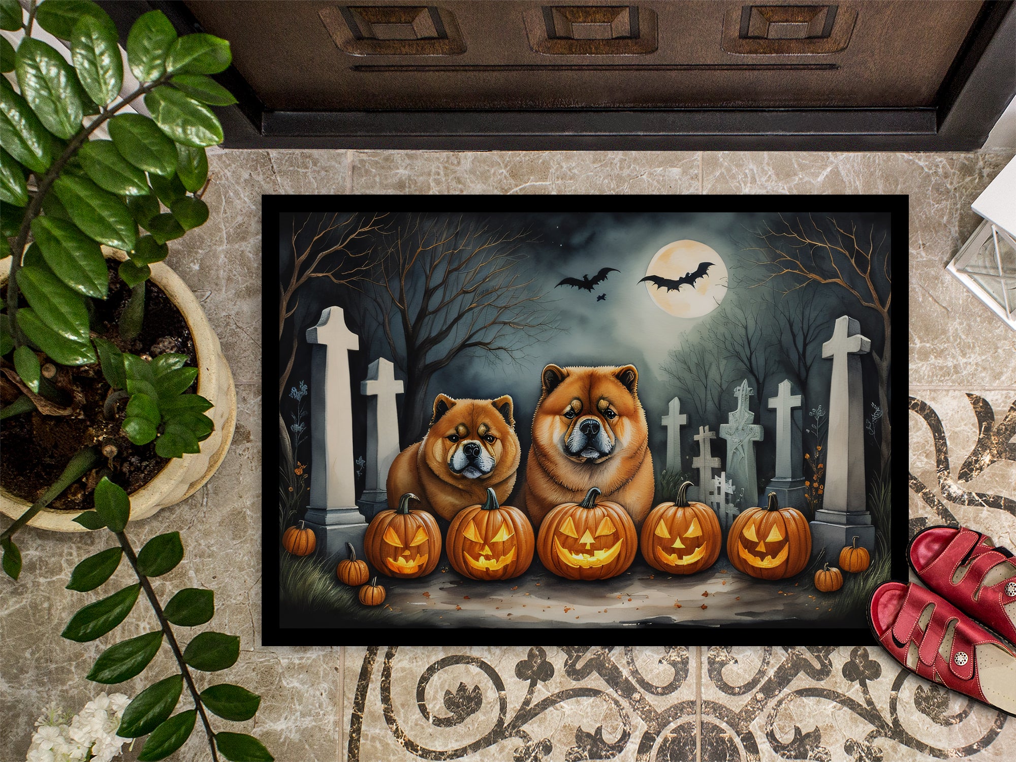 Chow Chow Spooky Halloween Indoor or Outdoor Mat 24x36  the-store.com.