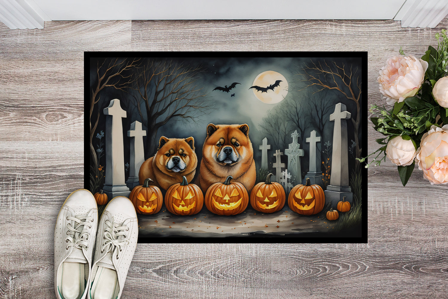 Chow Chow Spooky Halloween Doormat 18x27  the-store.com.