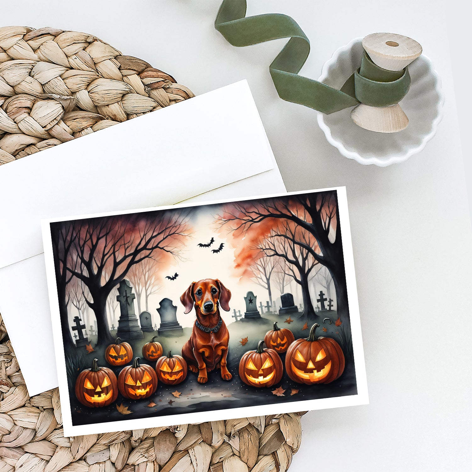 Buy this Dachshund Spooky Halloween Greeting Cards and Envelopes Pack of 8