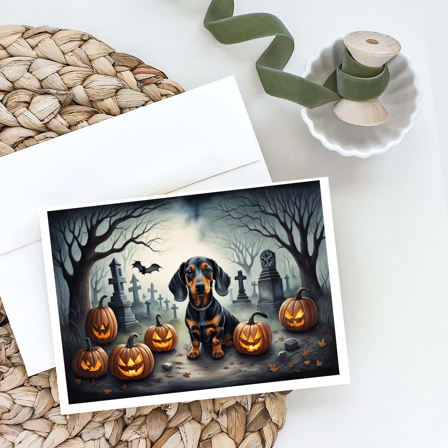 Buy this Dachshund Spooky Halloween Greeting Cards and Envelopes Pack of 8