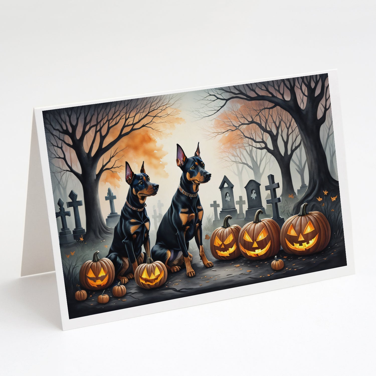 Buy this Doberman Pinscher Spooky Halloween Greeting Cards and Envelopes Pack of 8