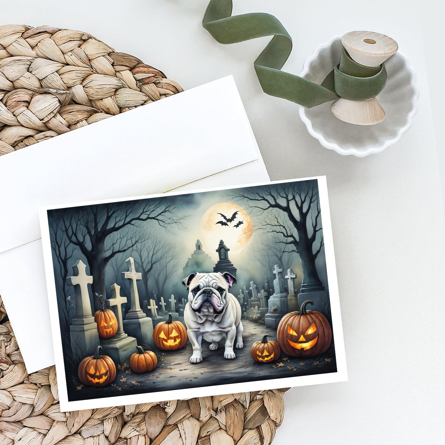 Buy this English Bulldog Spooky Halloween Greeting Cards and Envelopes Pack of 8