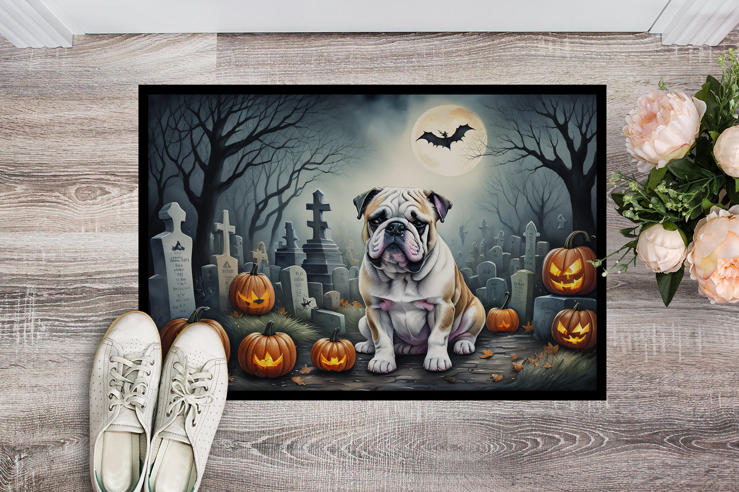 Buy this English Bulldog Spooky Halloween Indoor or Outdoor Mat 24x36