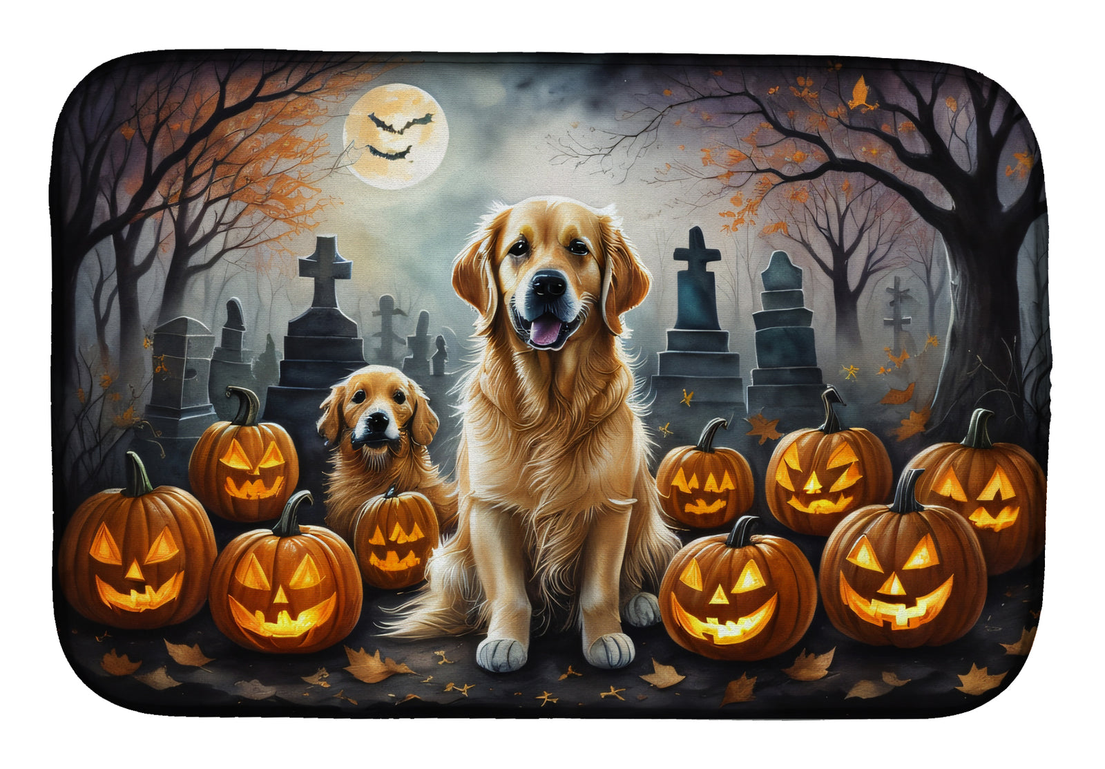 Buy this Golden Retriever Spooky Halloween Dish Drying Mat