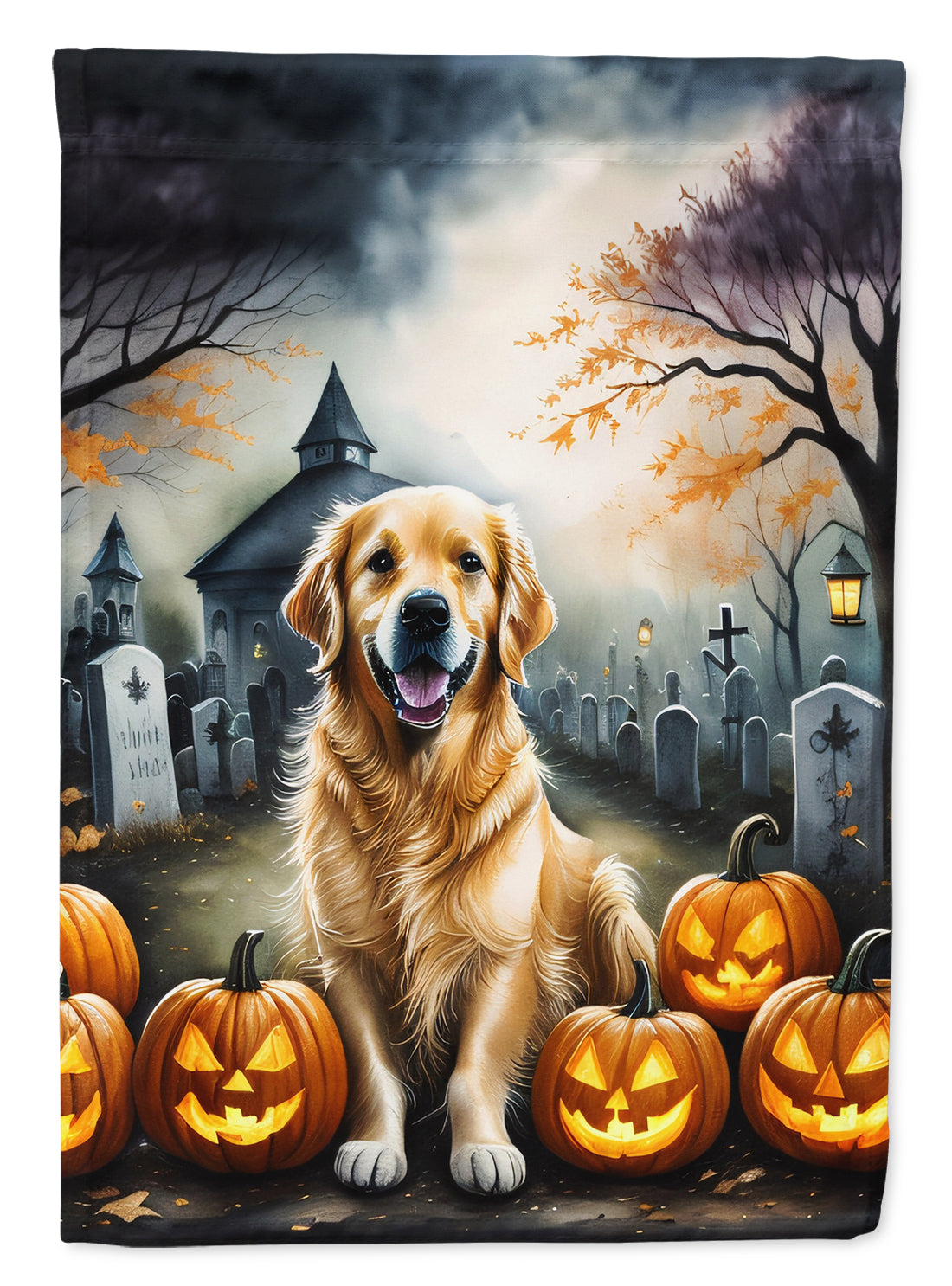 Buy this Golden Retriever Spooky Halloween House Flag