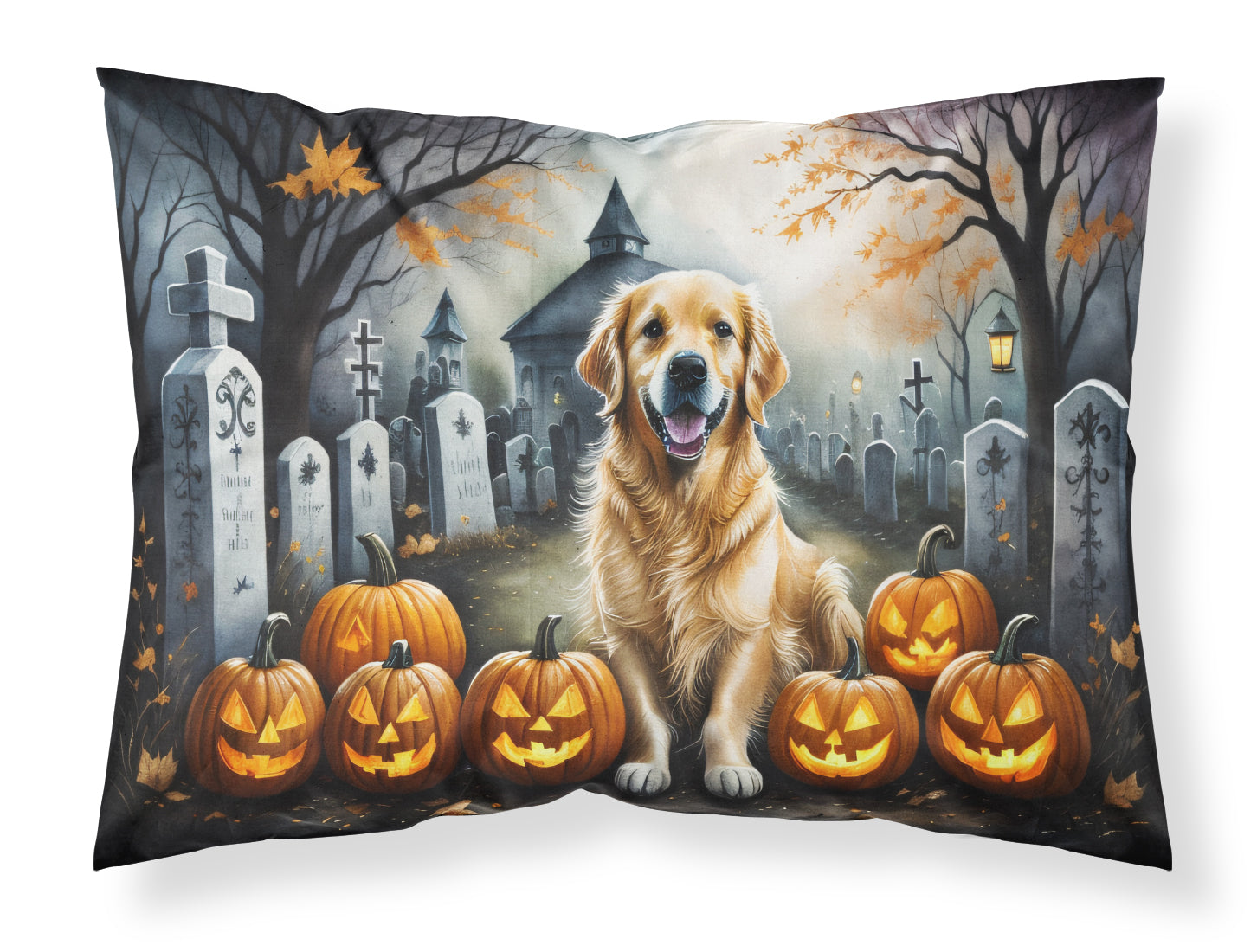 Buy this Golden Retriever Spooky Halloween Fabric Standard Pillowcase