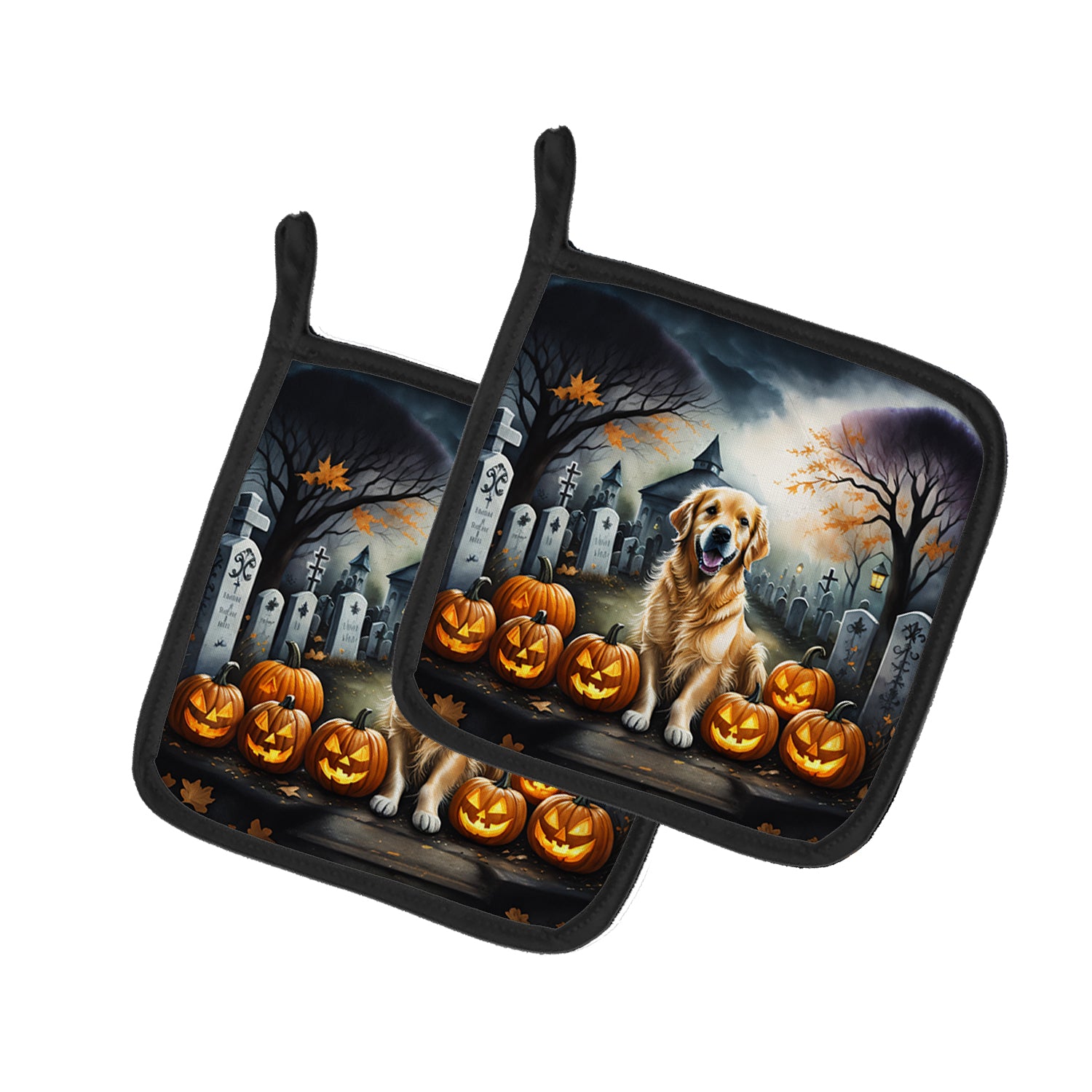 Buy this Golden Retriever Spooky Halloween Pair of Pot Holders