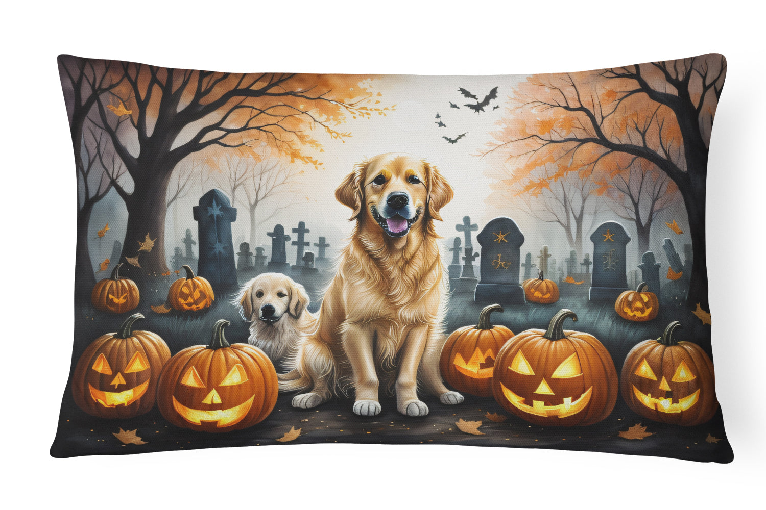 Buy this Golden Retriever Spooky Halloween Fabric Decorative Pillow