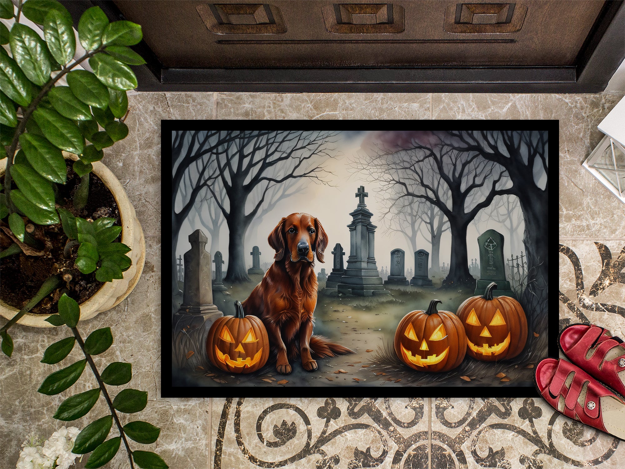 Irish Setter Spooky Halloween Doormat 18x27  the-store.com.