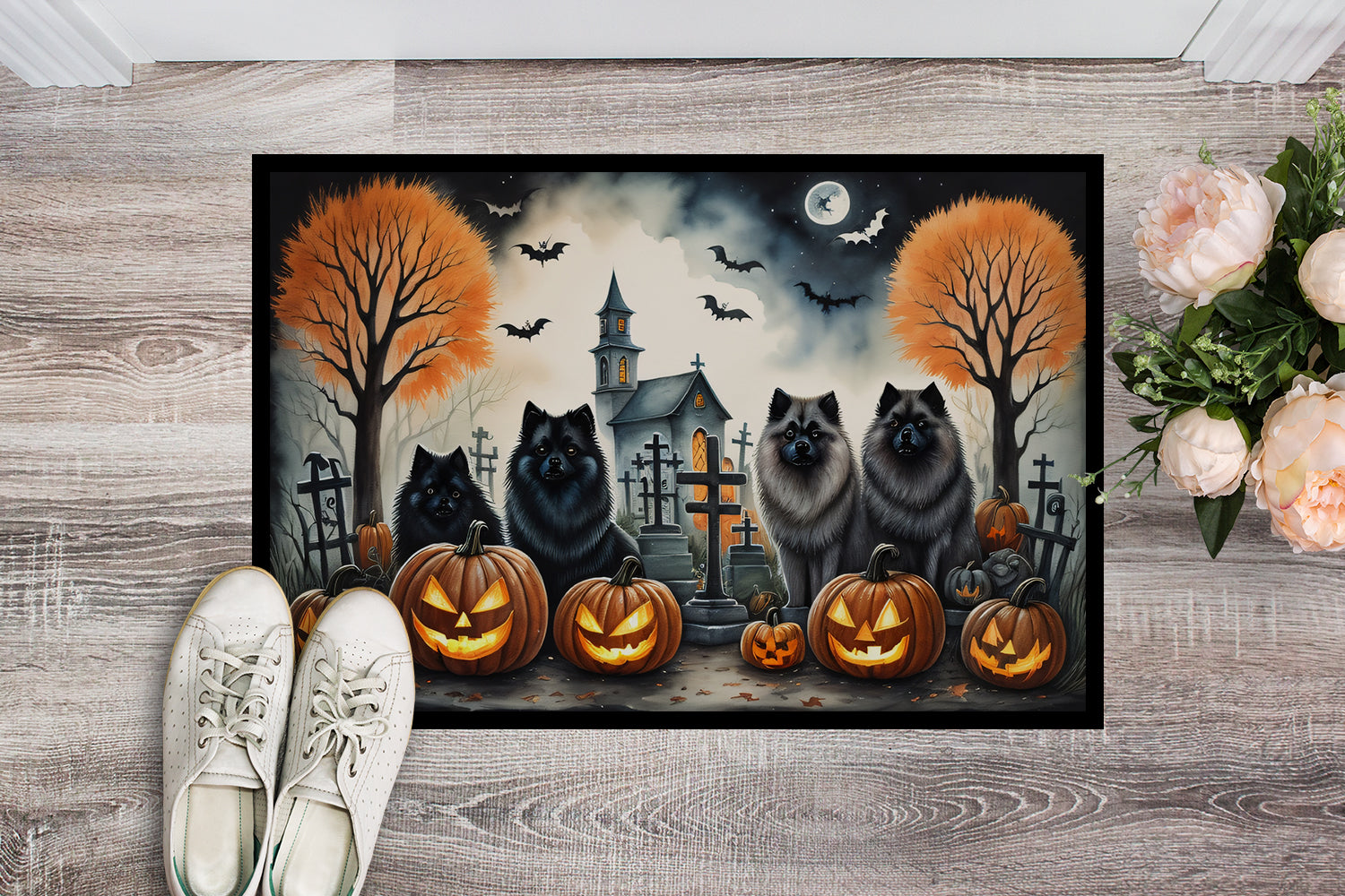 Buy this Keeshond Spooky Halloween Indoor or Outdoor Mat 24x36