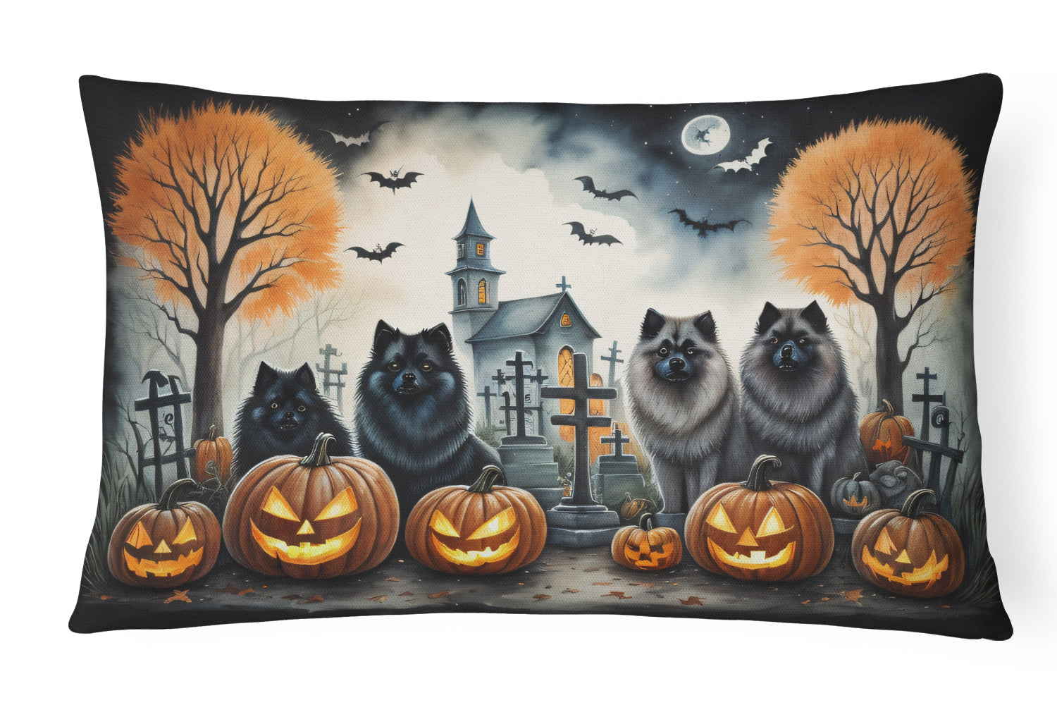 Buy this Keeshond Spooky Halloween Fabric Decorative Pillow