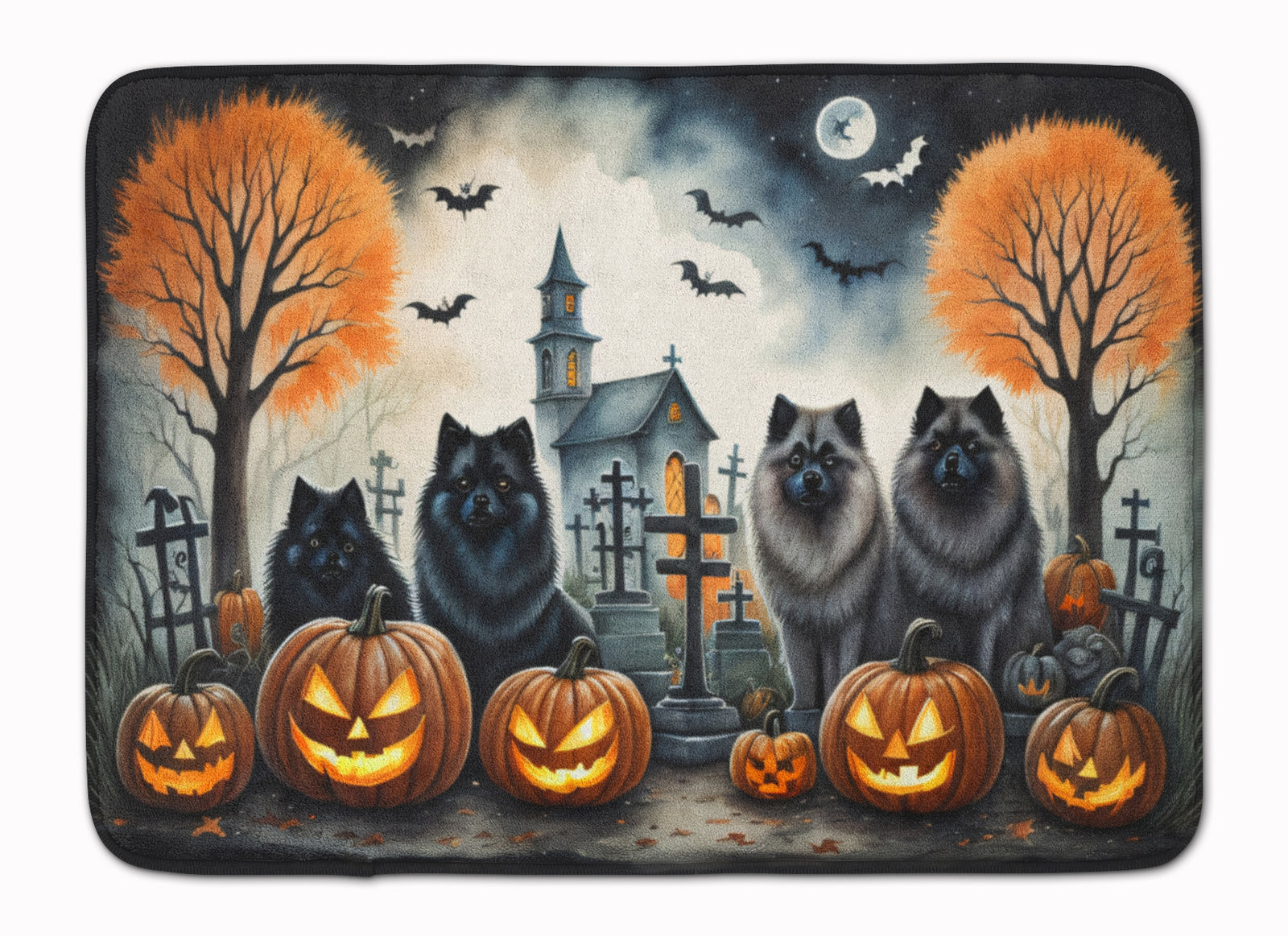 Buy this Keeshond Spooky Halloween Memory Foam Kitchen Mat