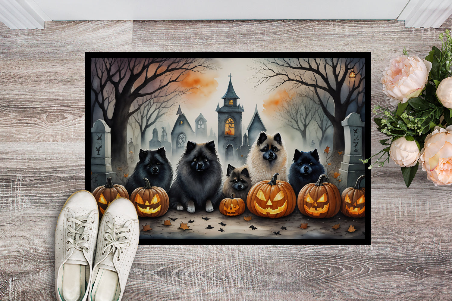 Buy this Keeshond Spooky Halloween Indoor or Outdoor Mat 24x36