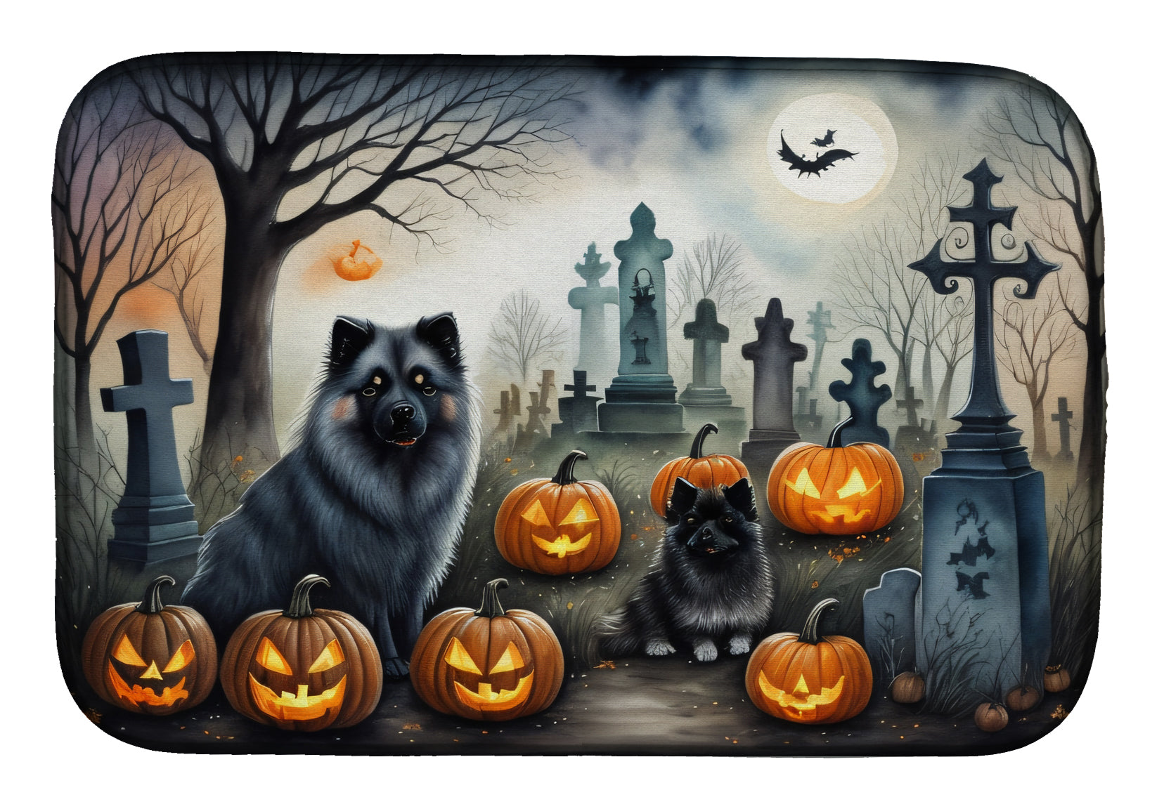 Buy this Keeshond Spooky Halloween Dish Drying Mat