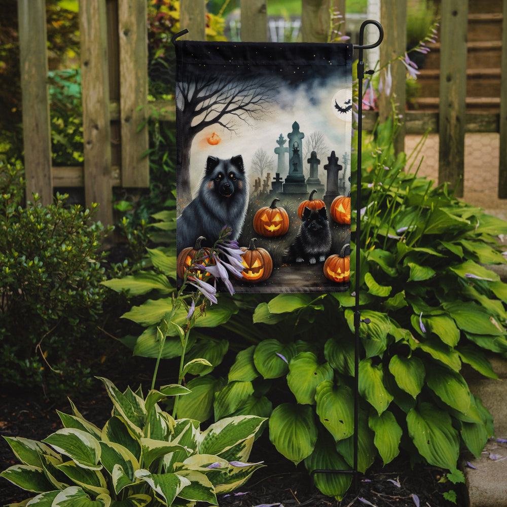 Keeshond Spooky Halloween Garden Flag