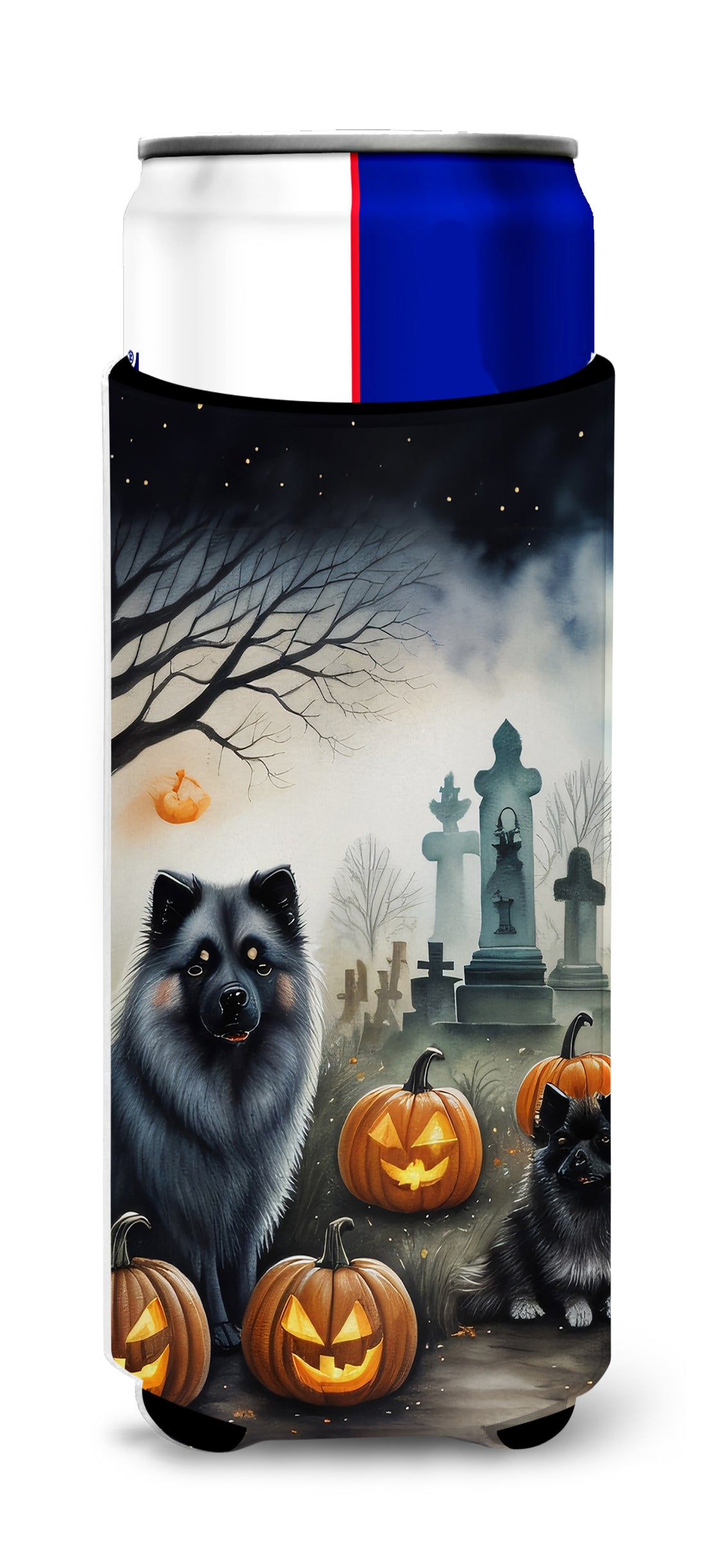 Buy this Keeshond Spooky Halloween Hugger for Ultra Slim Cans