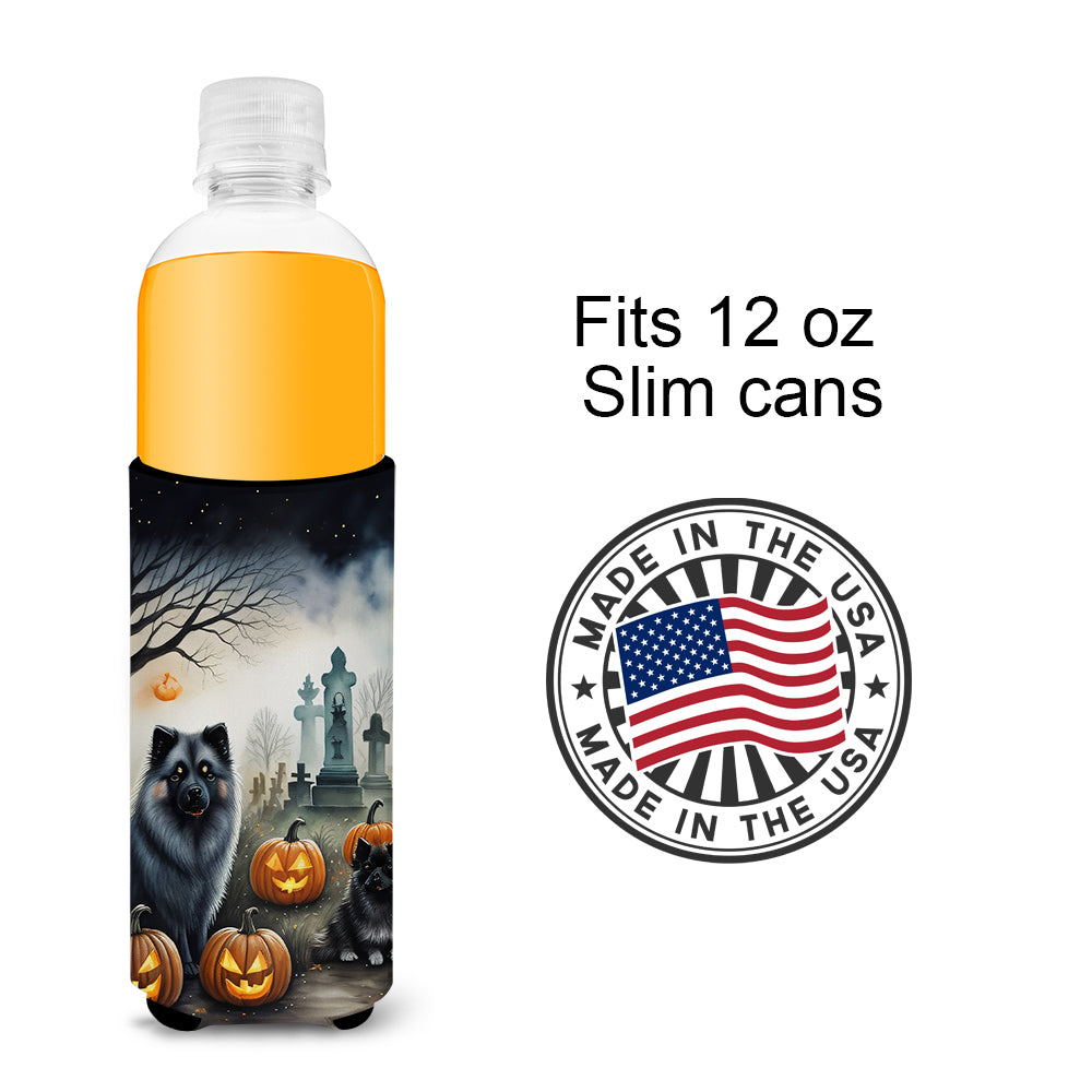 Keeshond Spooky Halloween Hugger for Ultra Slim Cans