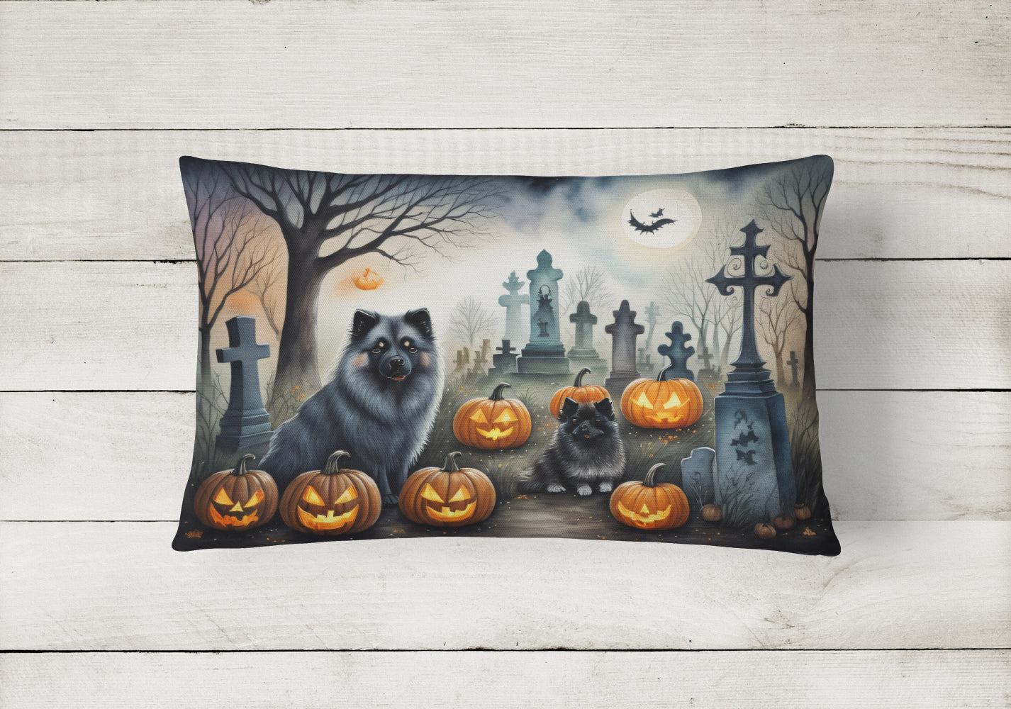 Buy this Keeshond Spooky Halloween Fabric Decorative Pillow