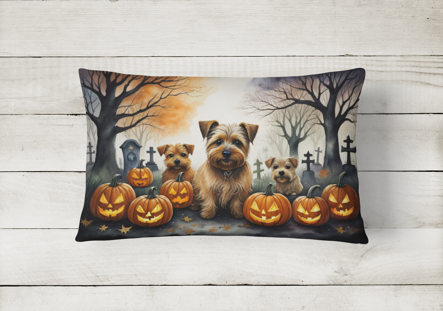 Norfolk Terrier Spooky Halloween Fabric Decorative Pillow  the-store.com.