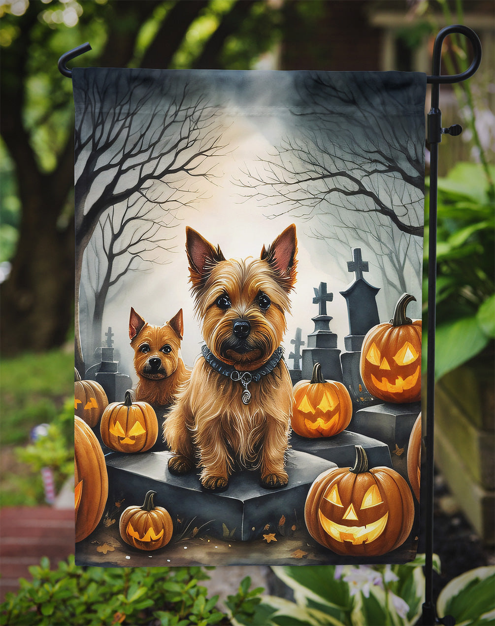 Norwich Terrier Spooky Halloween Garden Flag  the-store.com.