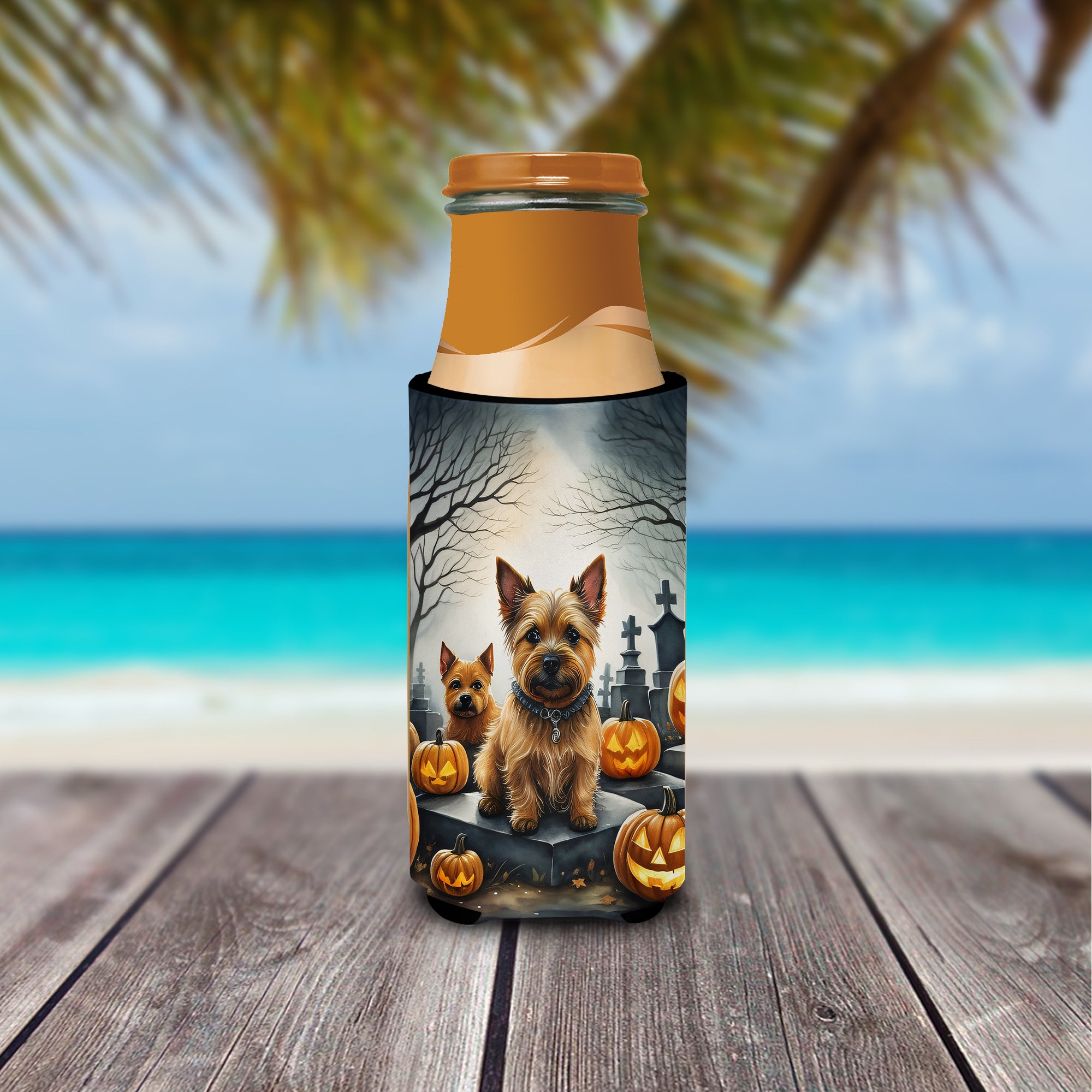 Norwich Terrier Spooky Halloween Hugger for Ultra Slim Cans