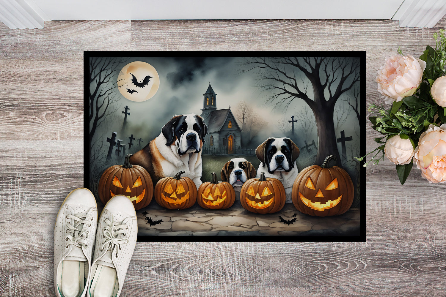 Buy this Saint Bernard Spooky Halloween Doormat 18x27