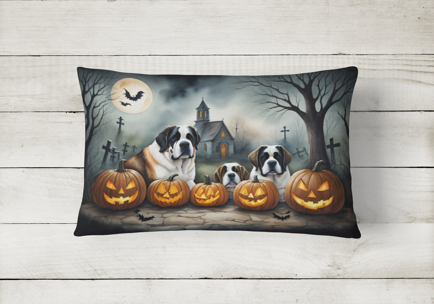 Buy this Saint Bernard Spooky Halloween Fabric Decorative Pillow