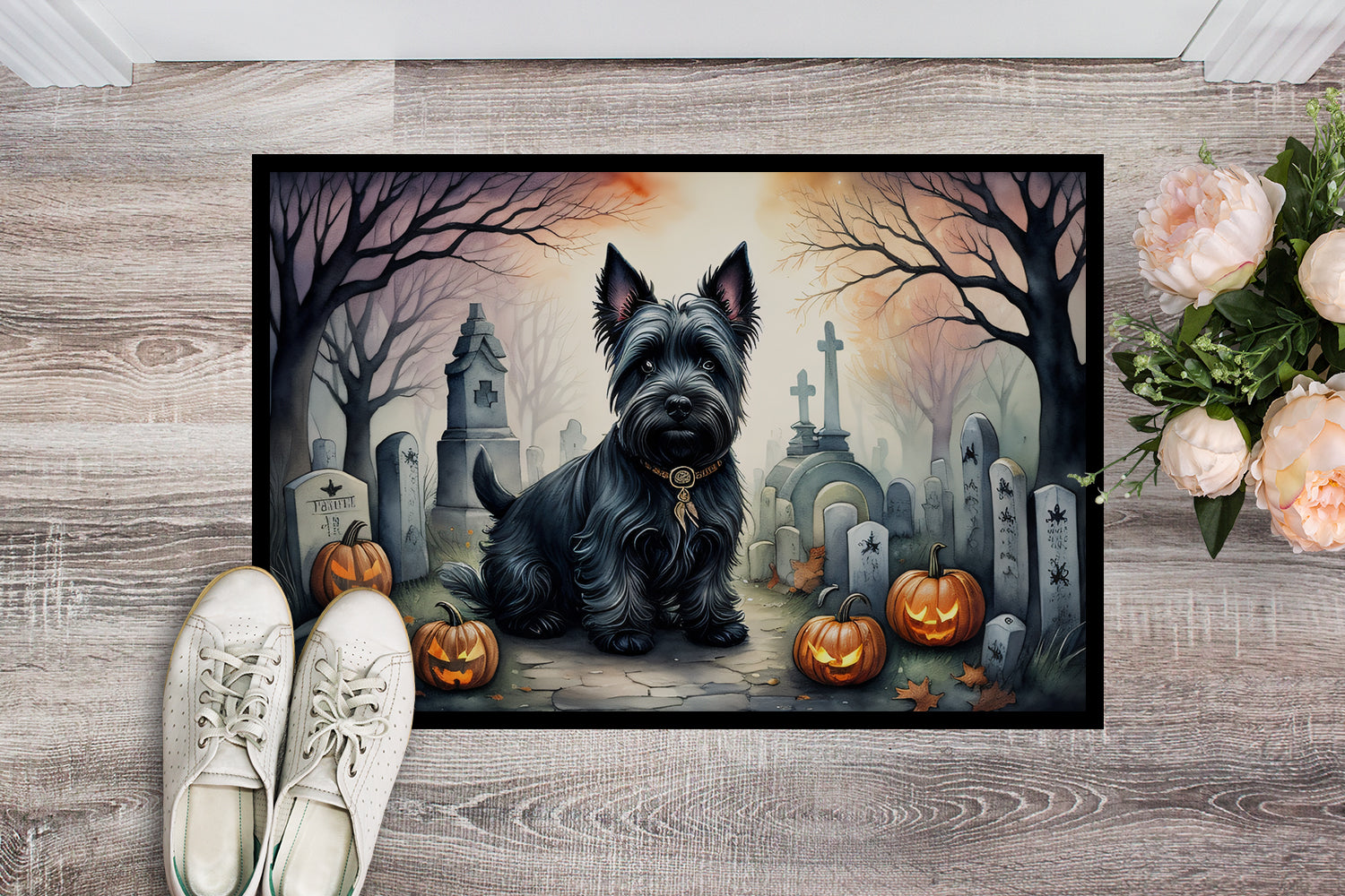 Scottish Terrier Spooky Halloween Indoor or Outdoor Mat 24x36  the-store.com.