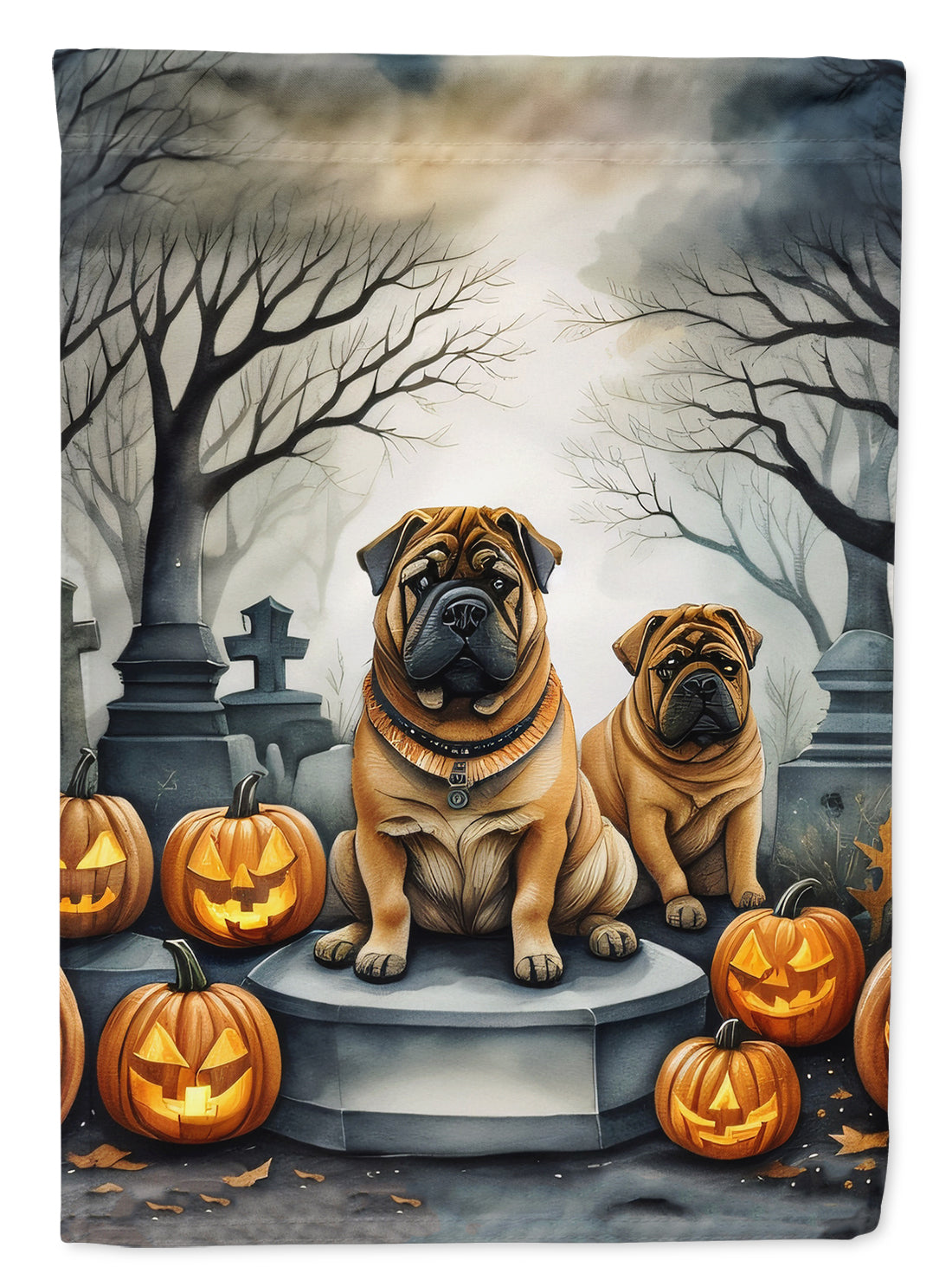 Buy this Shar Pei Spooky Halloween House Flag