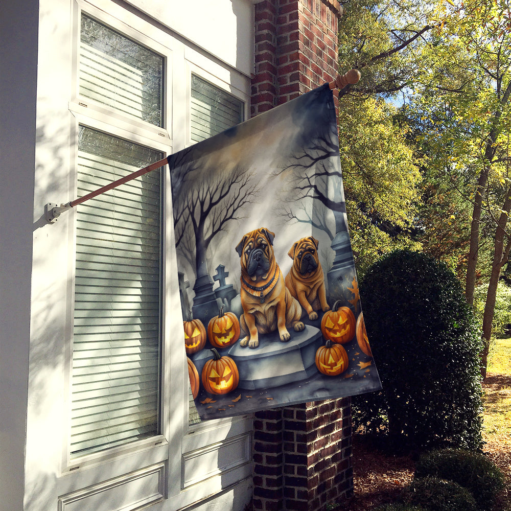 Shar Pei Spooky Halloween House Flag