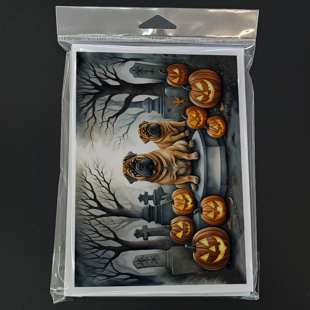 Shar Pei Spooky Halloween Greeting Cards and Envelopes Pack of 8  the-store.com.