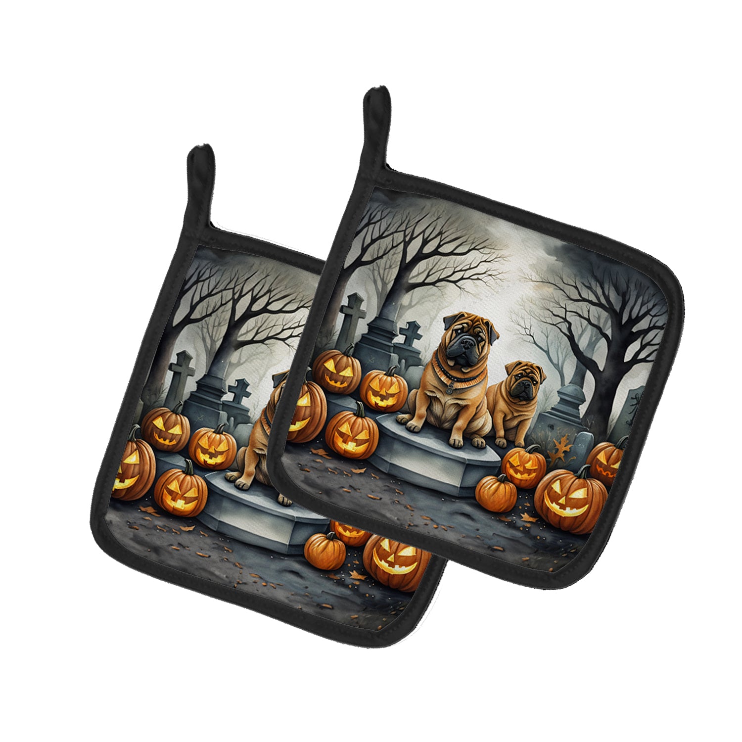 Buy this Shar Pei Spooky Halloween Pair of Pot Holders