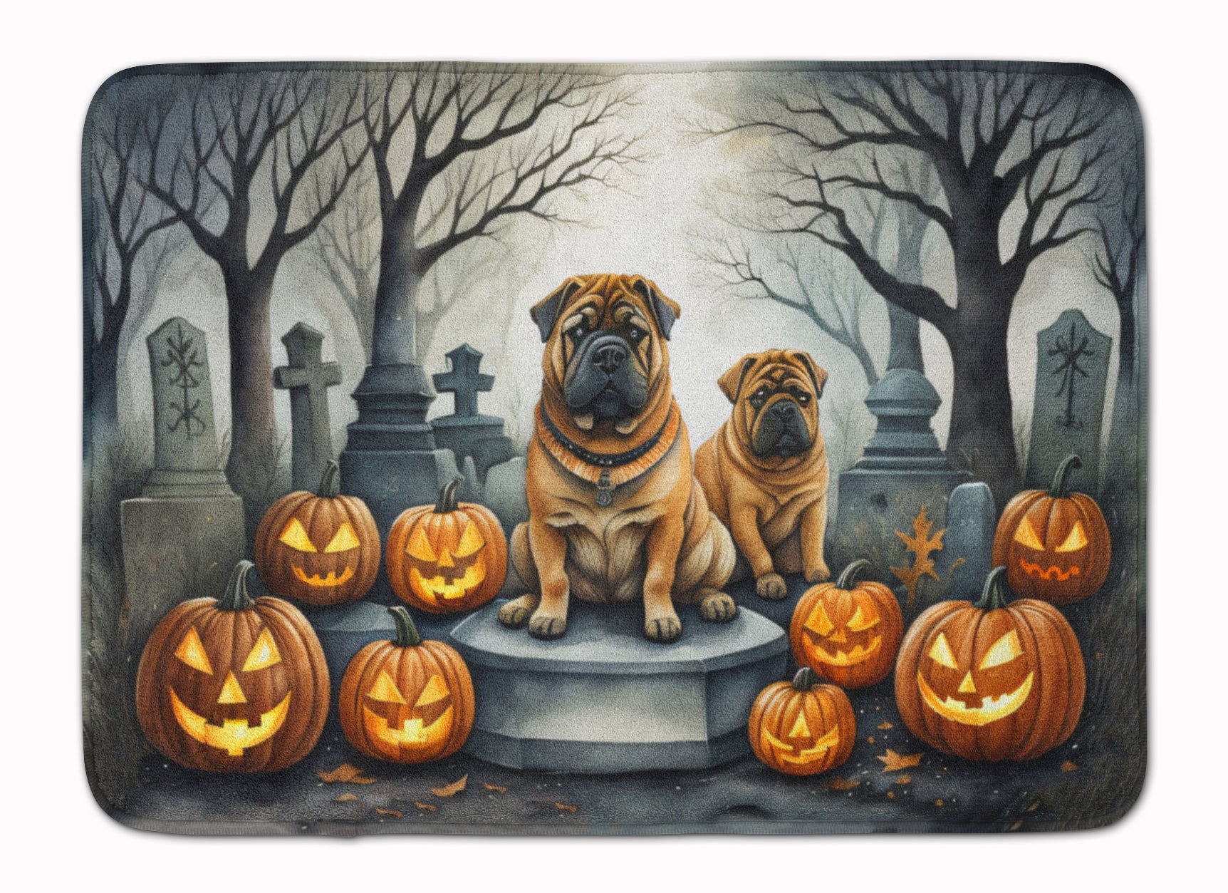 Buy this Shar Pei Spooky Halloween Memory Foam Kitchen Mat