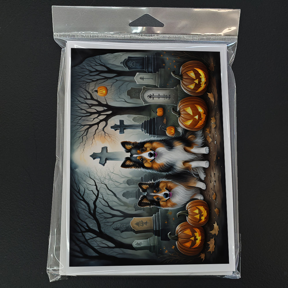 Sheltie Spooky Halloween Greeting Cards and Envelopes Pack of 8  the-store.com.