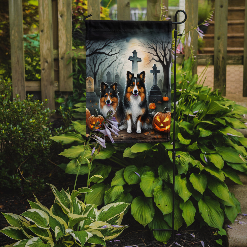 Sheltie Spooky Halloween Garden Flag