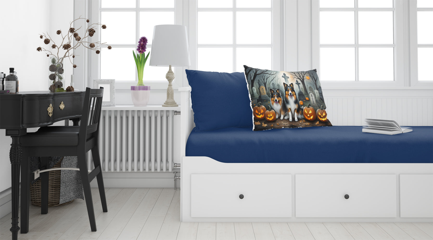 Sheltie Spooky Halloween Fabric Standard Pillowcase