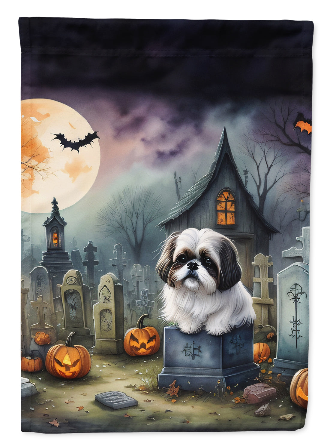 Buy this Shih Tzu Spooky Halloween House Flag