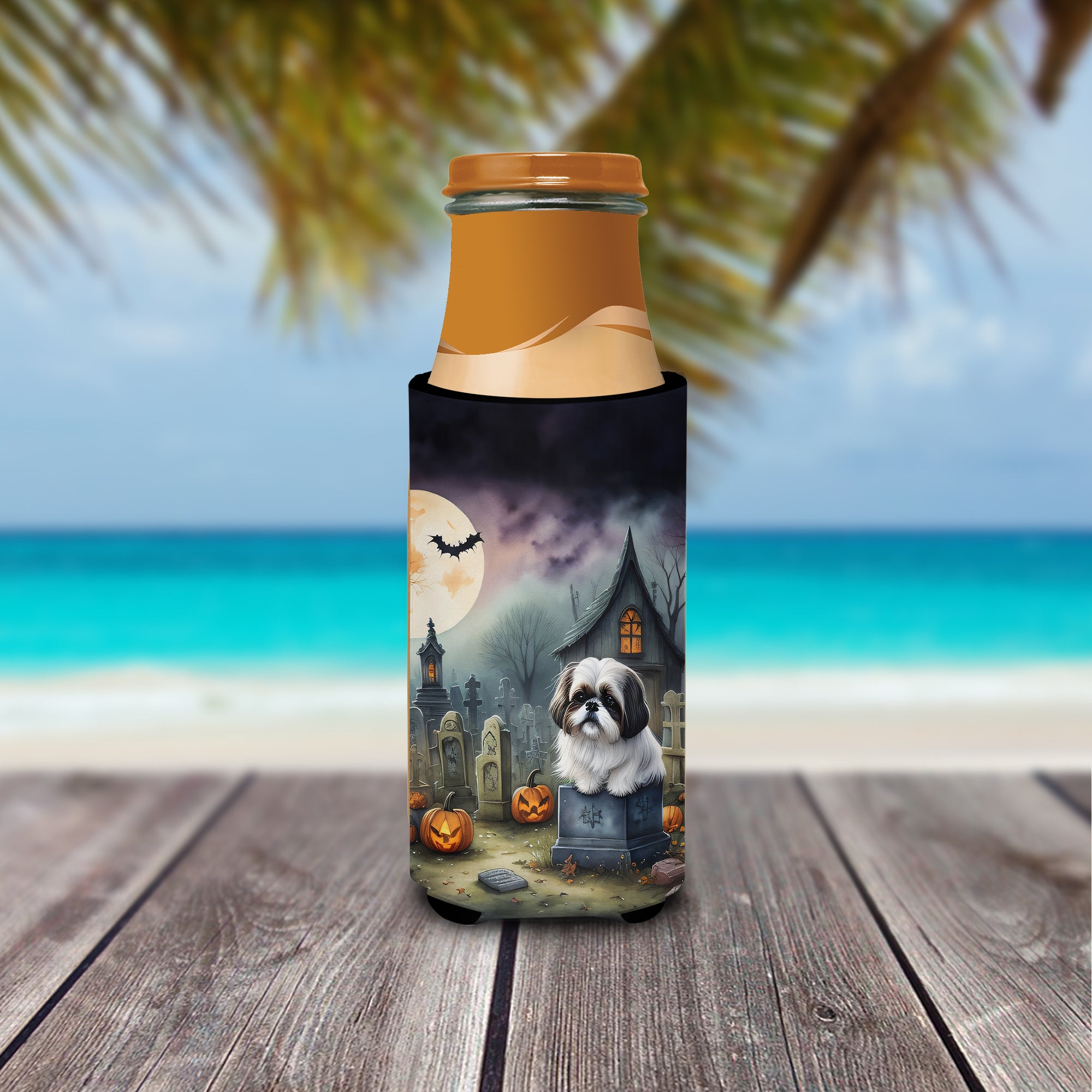 Shih Tzu Spooky Halloween Hugger for Ultra Slim Cans