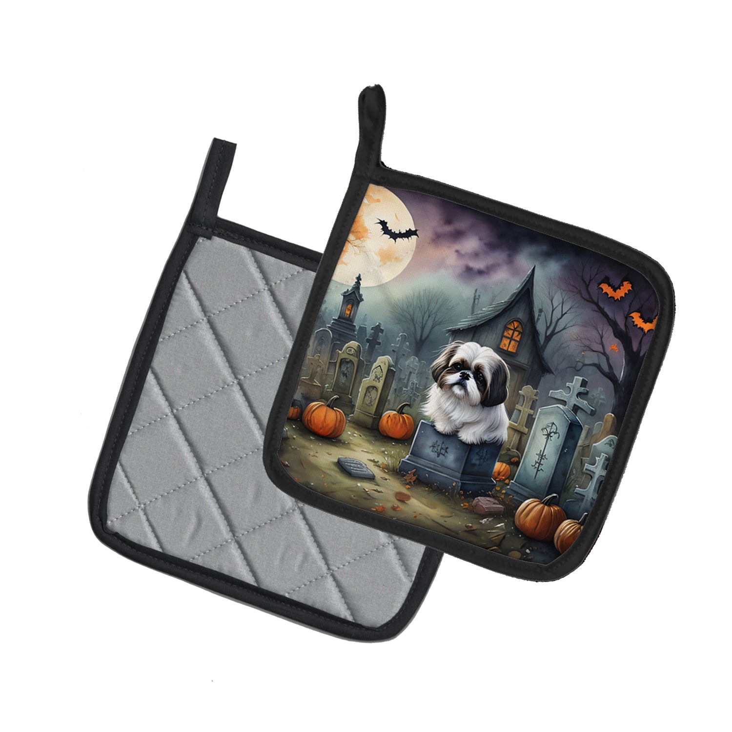 Shih Tzu Spooky Halloween Pair of Pot Holders