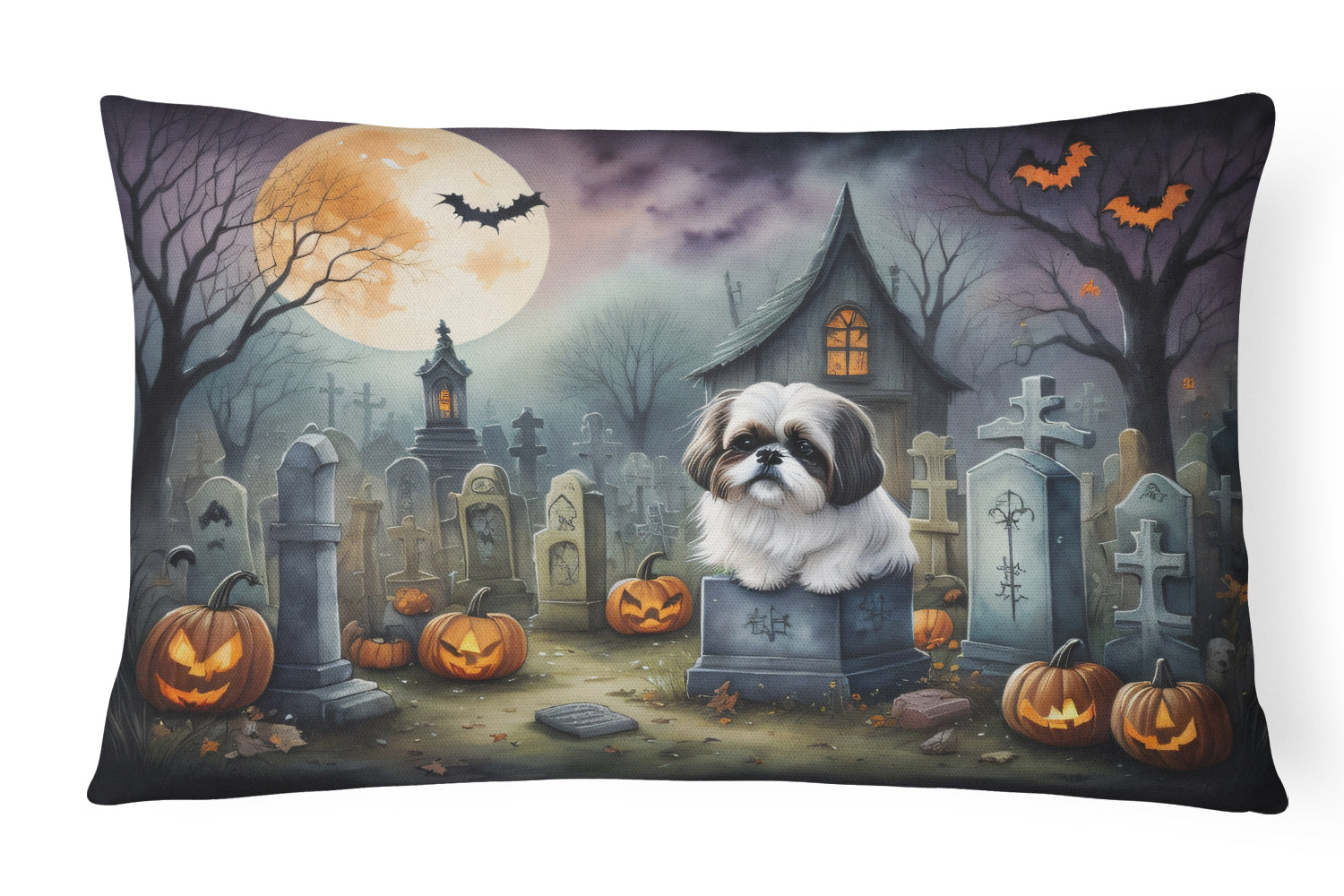 Buy this Shih Tzu Spooky Halloween Fabric Decorative Pillow