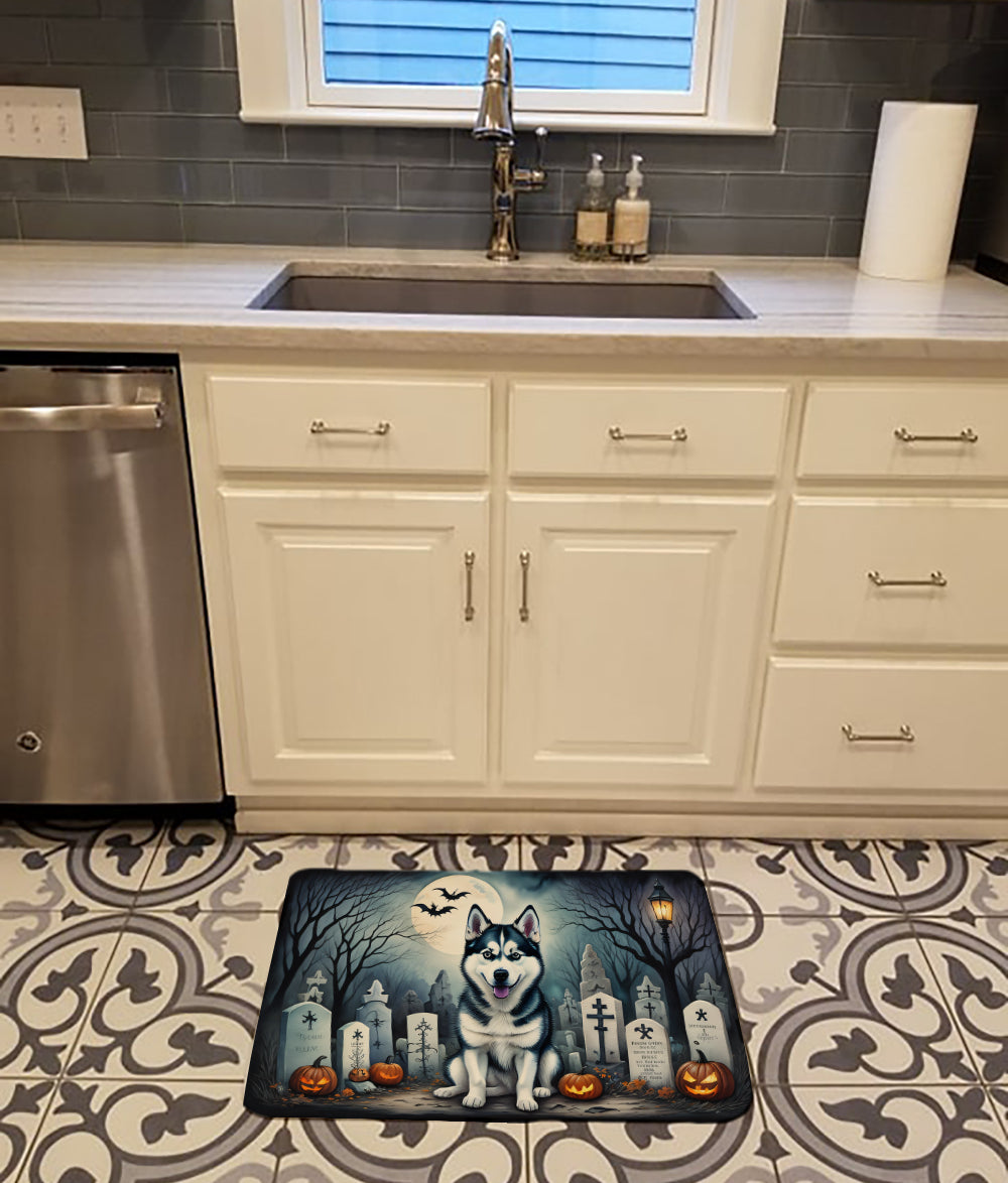 Siberian Husky Spooky Halloween Memory Foam Kitchen Mat