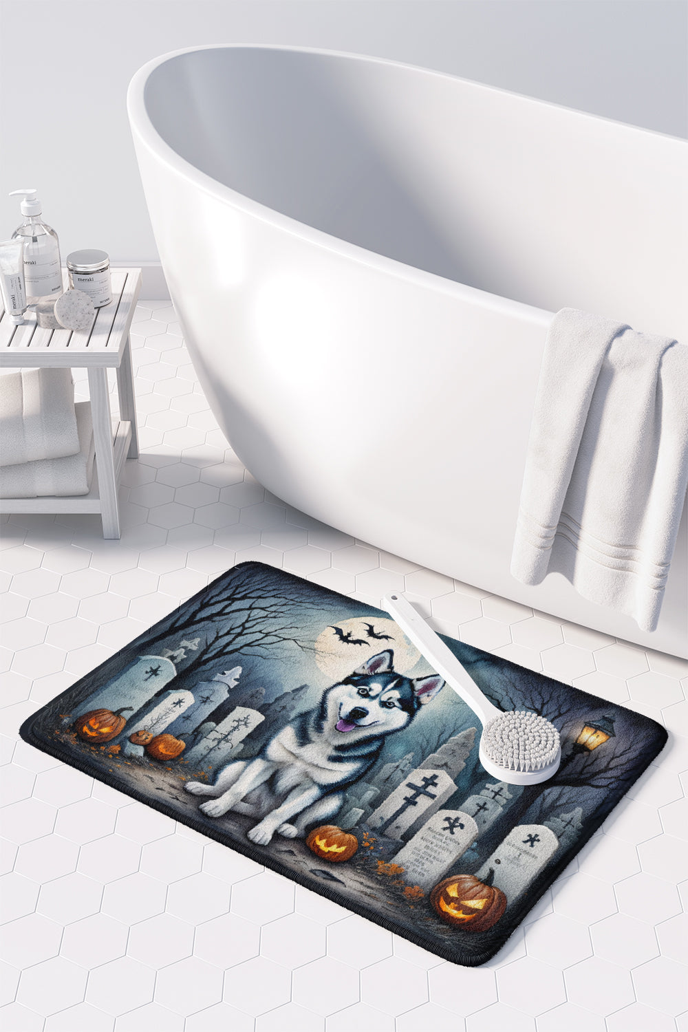 Siberian Husky Spooky Halloween Memory Foam Kitchen Mat  the-store.com.