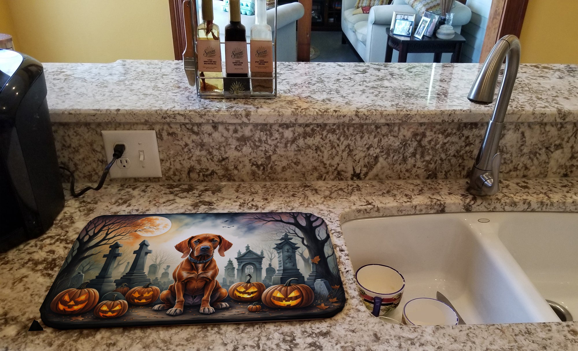 Buy this Vizsla Spooky Halloween Dish Drying Mat