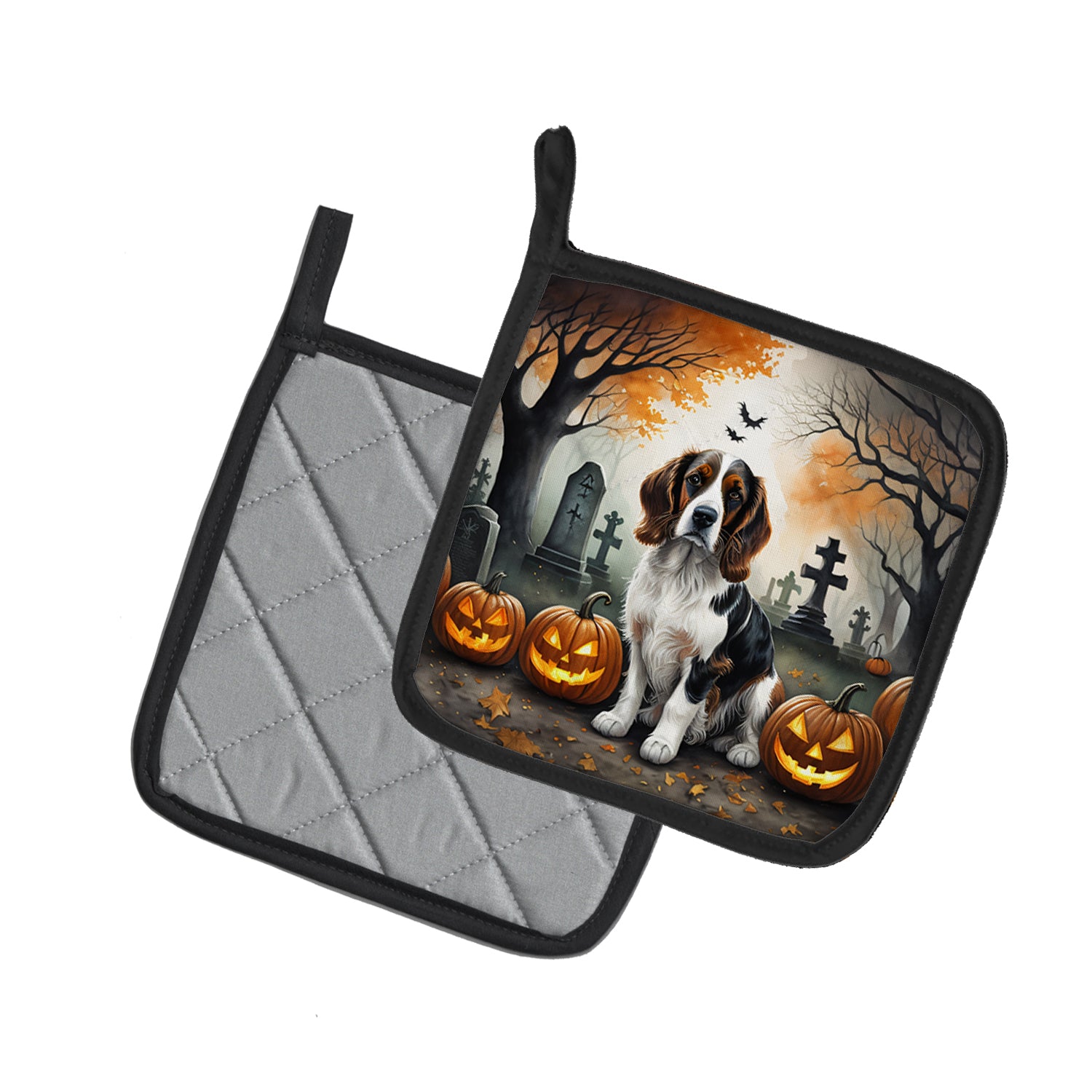 Welsh Springer Spaniel Spooky Halloween Pair of Pot Holders  the-store.com.