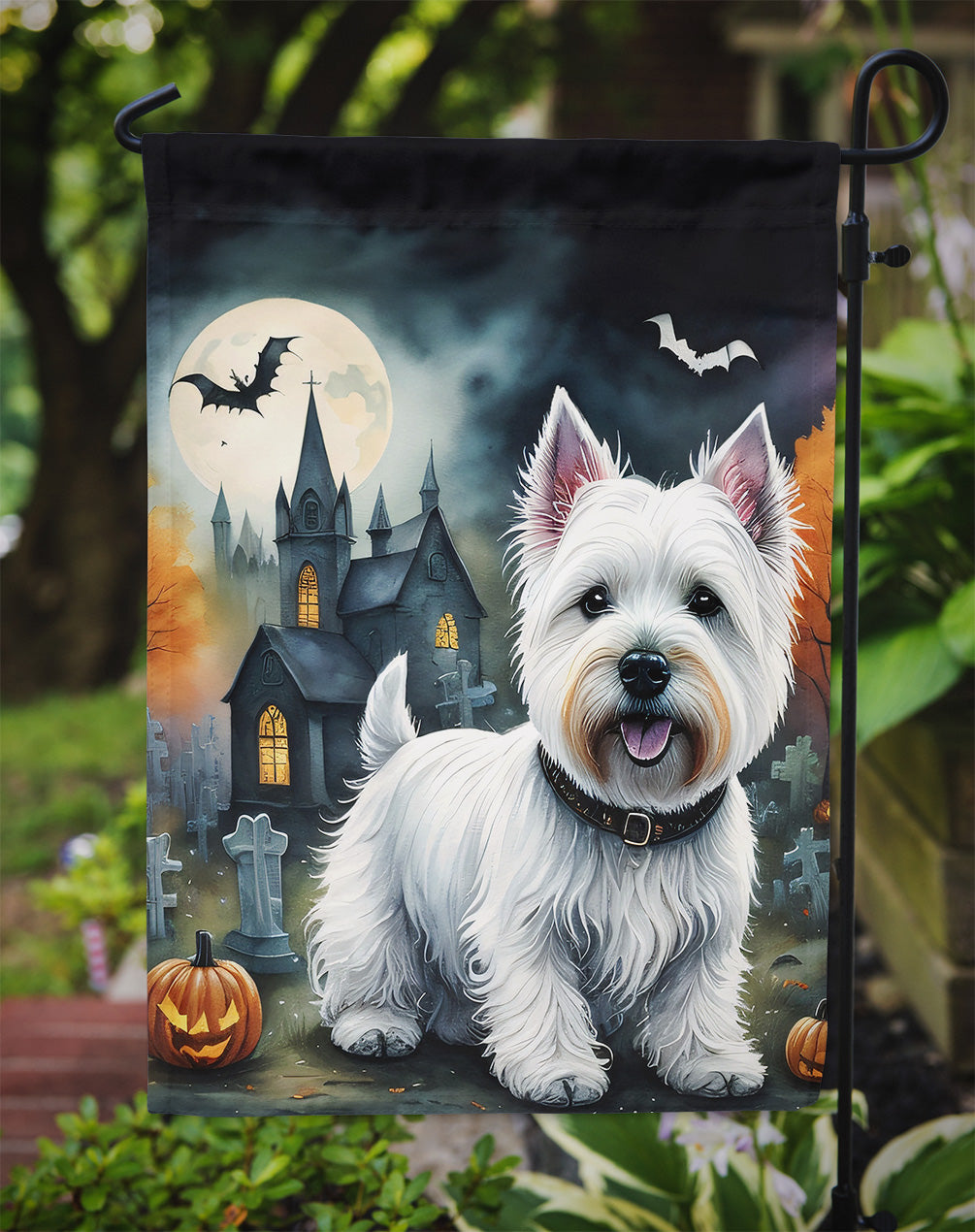 Westie Spooky Halloween Garden Flag