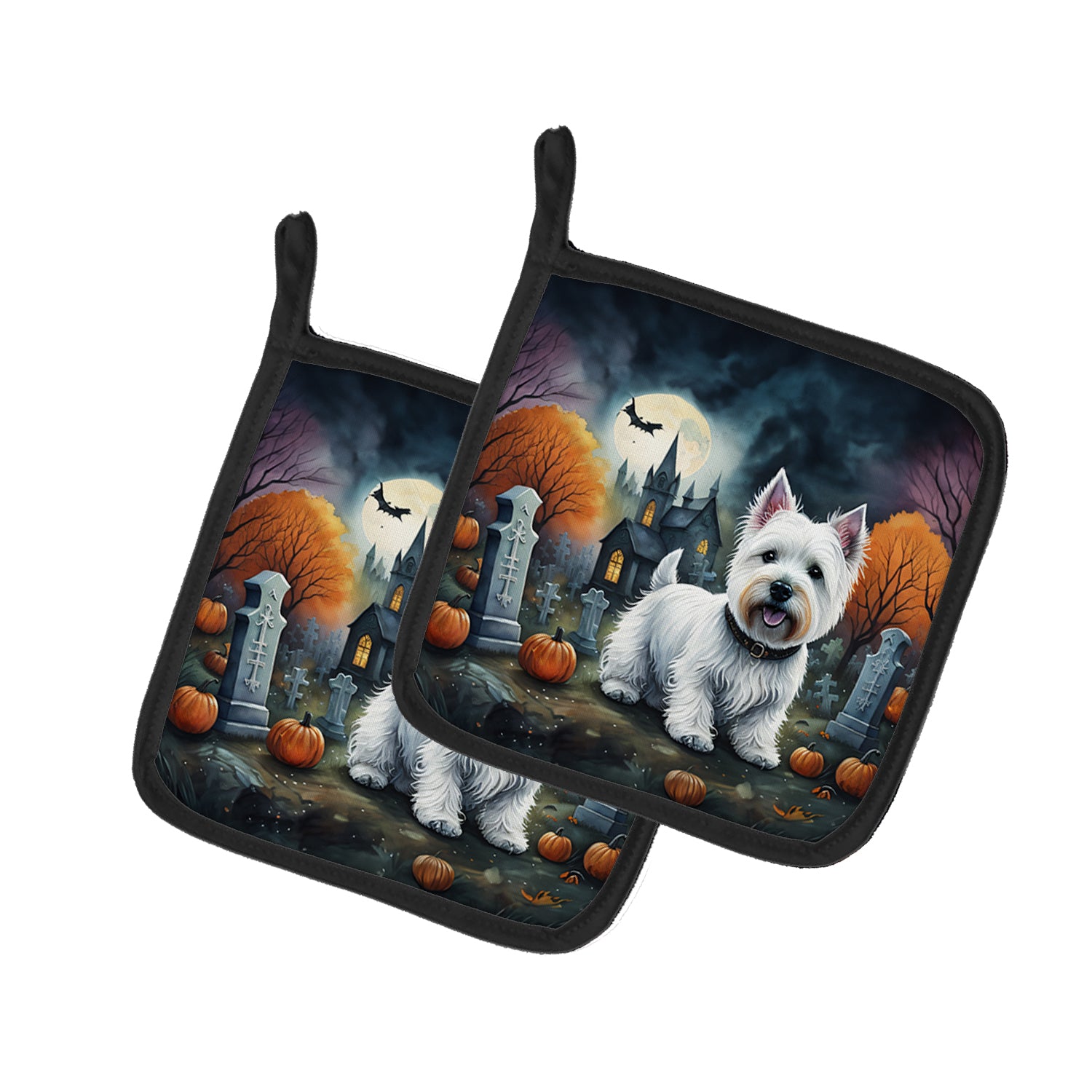 Buy this Westie Spooky Halloween Pair of Pot Holders